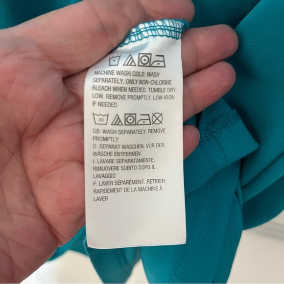 Susan Graver Plus Turquoise V-Neck Blouse with Ring Detail - Picture 5 of 6